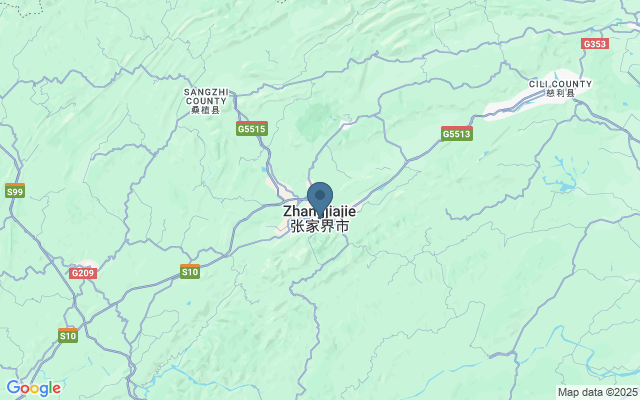 Kaart met locatie Zhangjiajie